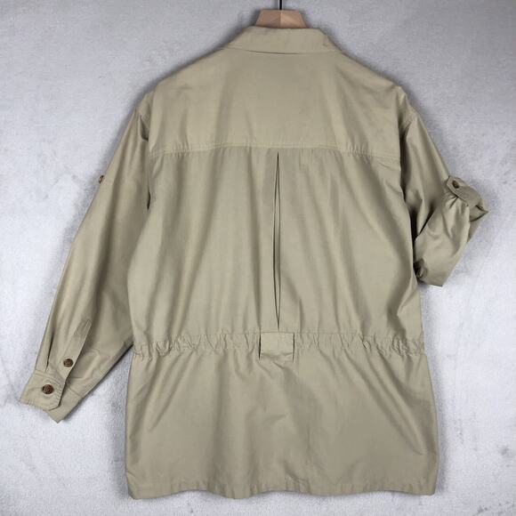TRAVELSMITH Khaki Safari Cargo Jacket Women's Sz XL Beige Roll Tab Twill Pockets - Picture 2 of 13